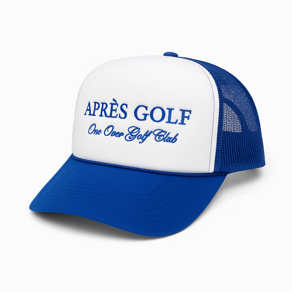 The Apres Golf Trucker Hat Blue/White