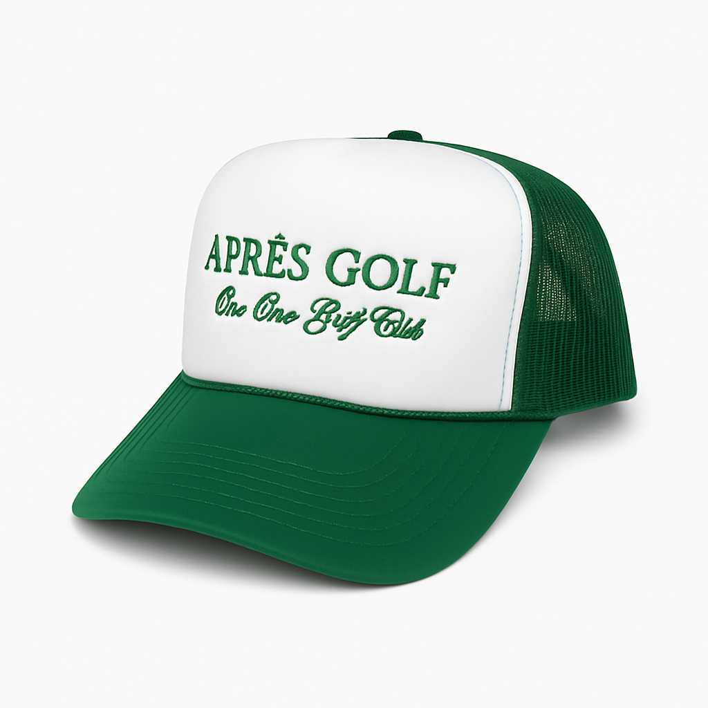 The Apres Golf Trucker Hat Green/White