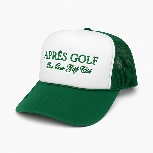 The Apres Golf Trucker Hat Green/White